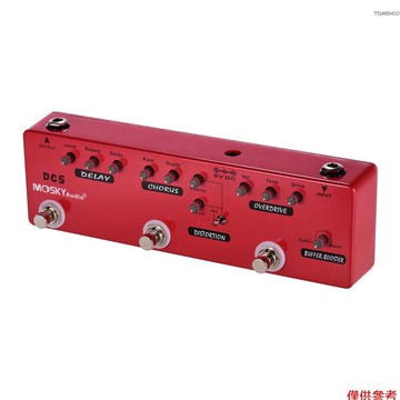 Winn MOSKYAudio DC5 6合1吉他多效果踏板延遲+合唱+失真+過載+助推器+緩衝全金屬外殼帶真正的旁路