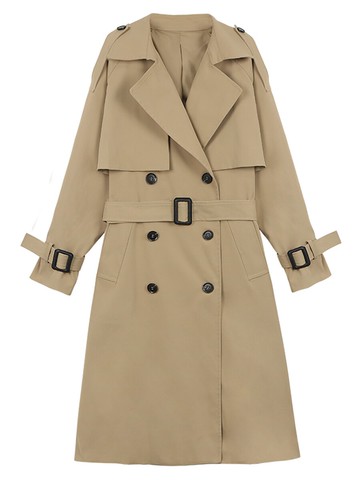 風衣女春秋休閒英倫風小個子大衣中長款寬鬆卡其外套【聚物優品】