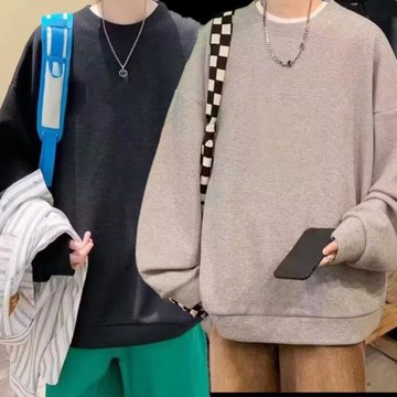 美式高街嘻哈衛衣男寬松潮流新款圓領長袖上衣服學生百搭春秋外套