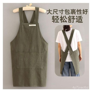 臺灣熱賣🚀圍裙LOGO客製化 餐廳圍裙 工作圍裙 背帶情侶棉麻圍裙 透氣防油女圍腰廚房圍裙 咖啡廳圍裙工作圍裙棉麻圍裙