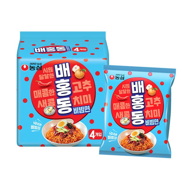 韓國 農心 辣味冷拌麵 梨子水蘿蔔清爽風味 袋裝四包 單包入 冷拌麵