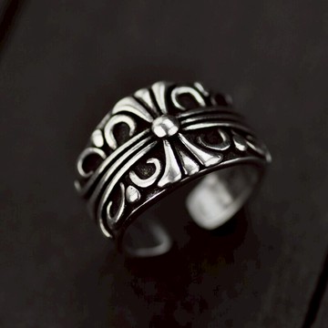 復古泰銀大東門十字架戒指女克羅?潮男潮女款開口食指朋克風