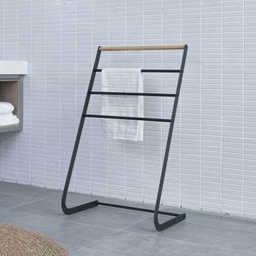 【H&R安室家】木紋高質感毛巾浴巾架 BS213W