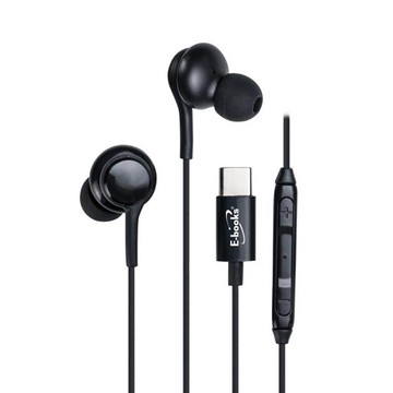 E-BOOKS SS43 曜岩黑Type C入耳式線控耳機 人體工學設計 防纏繞TPE線材 音質清晰