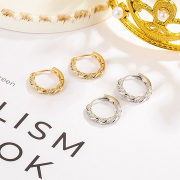 Sweet Air L04 日韓流行耳飾 S925銀針 扭曲麻花線條圈圈耳飾 耳針 耳環