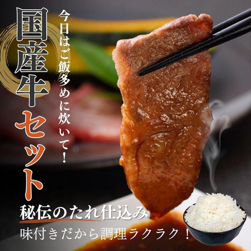 国産牛 焼肉 食べ比べセット 計800g (各200g×4P) カルビ ロース ハラミ ホルモン 牛肉 冷凍 たれ漬け ていねいな手切り処理