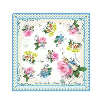 比得兔方巾_玫瑰花藍_棉