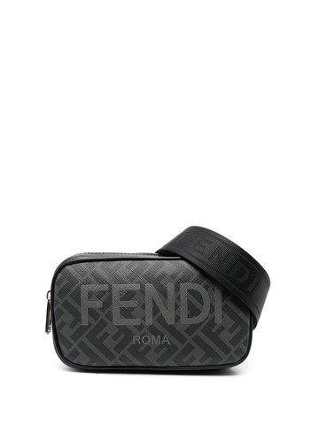 FENDI - FF-logo print shoulder bag - men - Polyurethane/Leather - One Size - Black
