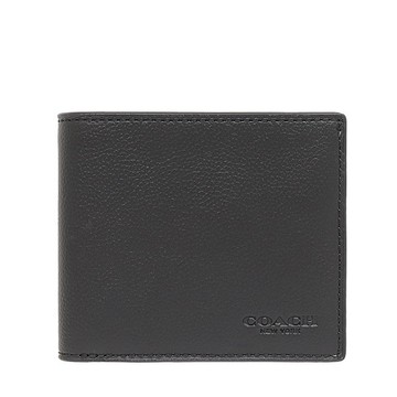 COACH 經典素面男士短夾 荔枝紋皮革 短夾 皮夾 錢包 67630 黑色(現貨)▶指定Outlet商品5折起☆現貨【送禮首選★APP下單點數4倍送】