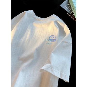 簡約純棉短袖t恤男士夏季冰絲薄款寬松重磅潮牌男生休閑半袖體恤