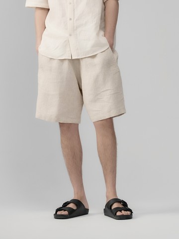 【絕版出清】亞麻綁帶休閒短褲