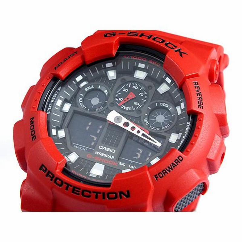 カシオ CASIO G-SHOCK GA-100B レッド アナデジ 腕時計-