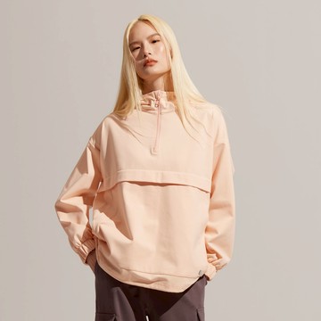 REBOOT動能-半開襟連帽衝鋒衣-杏桃S-L