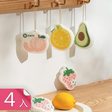 荷生活 木漿海綿材質洗碗擦 超強吸水力不卡油污魔力洗碗海綿-4入