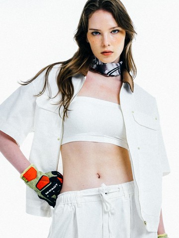 [UNISEX] C.O.M.E Mechanic short sleeve work jacket (White)