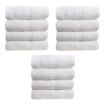 OK-PO-LO 好馬牌 有機棉吸水毛巾 12條套裝 33cm x 76cm 台灣製  白色  1組