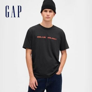 【GAP】男裝|Gap x Billie Eilish 怪奇比莉聯名 印花圓領短袖T恤-黑色(833070)