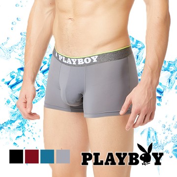 【PLAYBOY】超涼感絲彈性四角/平口褲-C017PNE-灰色