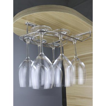 倒掛酒杯架懸掛U不銹鋼掛杯紅酒杯吧臺香檳客廳靠墻收納高腳杯架