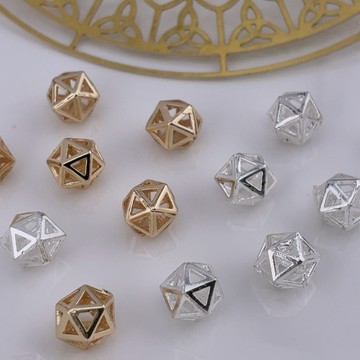 神聖幾何隔珠｜多面立體金字塔能量配件 DIY飾品設計 銅鍍金 #石現 Kana,U crystal