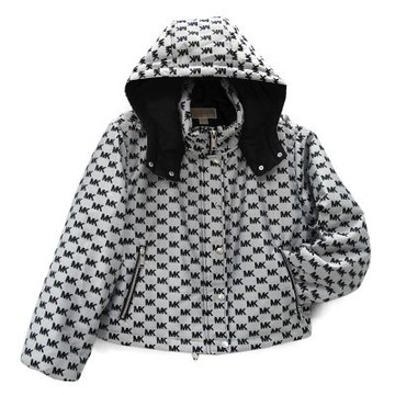 MICHAEL KORS 滿版MK Logo連帽短版保暖外套(黑色)