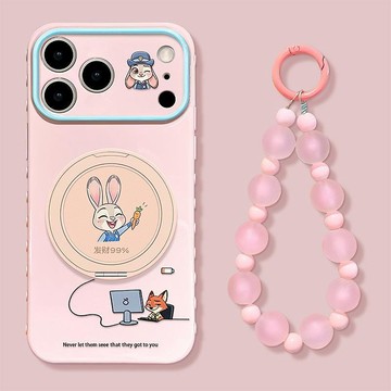 可愛朱迪尼克手鍊適用蘋果18pm手機殼iphone16旋轉支架17卡通15女
