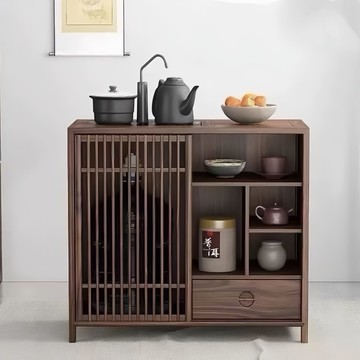 免運附發票 新中式實木茶幾茶水柜移動家用燒水小戶型客廳水壺榆木一體桌邊柜 低價下殺 快速出貨