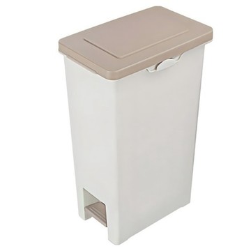 【出清品】66_KEYWAY 聯府 長島踏式垃圾桶, VO-028, 350 x 226 x 551mm, 奶茶色,