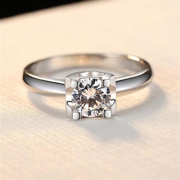 【米蘭精品】莫桑鑽戒指925純銀開口戒-1ct牛頭鑲嵌經典女飾品73yk16