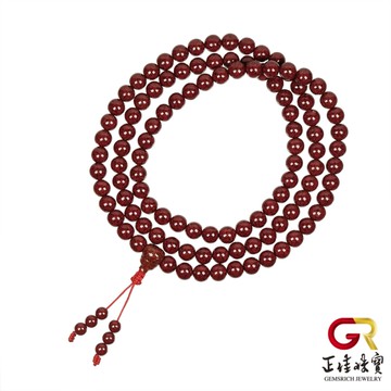 【正佳珠寶】原礦晶體硃砂 8mm 108顆 晶體砂 硃砂念珠佛珠｜日本彈力繩
