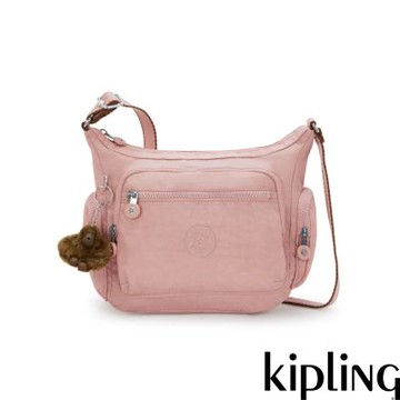 『牛角包』Kipling 珊瑚粉多袋實用側背包-GABBIE S