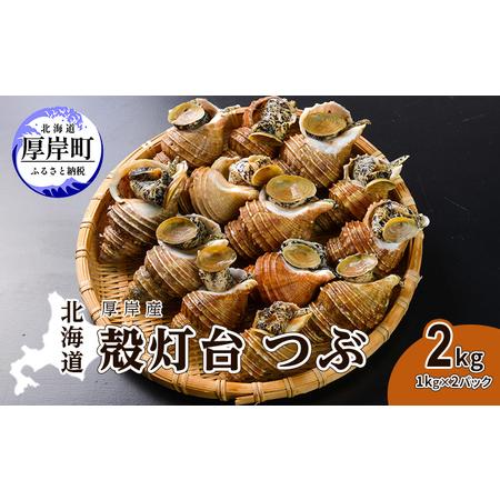 ふるさと納税 北海道 厚岸産 殻灯台 つぶ 2kg（1kg×2パック） 北海道厚岸町