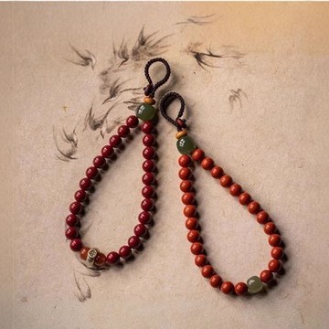 (免運)普陀山朱砂原石汽車鑰匙扣掛件鏈男女純銀本命像馬年禮物詩