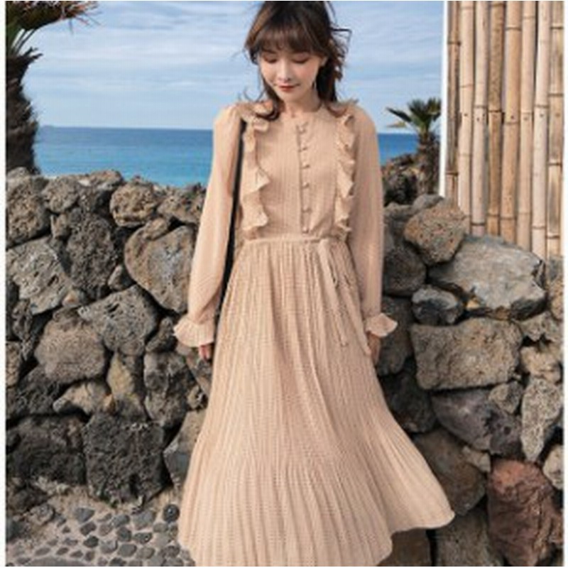 ラウンドネック 長袖 肩フリル 春秋 春夏 袖フリル シャツワンピース 大人かわいい ロング丈 フェミニン ワンピース ドット 通販 Lineポイント最大1 0 Get Lineショッピング