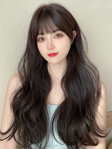 假發女長發 2021新款時尚全頭套式大波浪長卷發型黑色整頂假發套