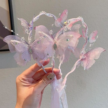 含稅價新款兒童超仙氣蝴蝶花環編髮帶髮箍女童公主髮飾壓碎髮不勒頭髮卡