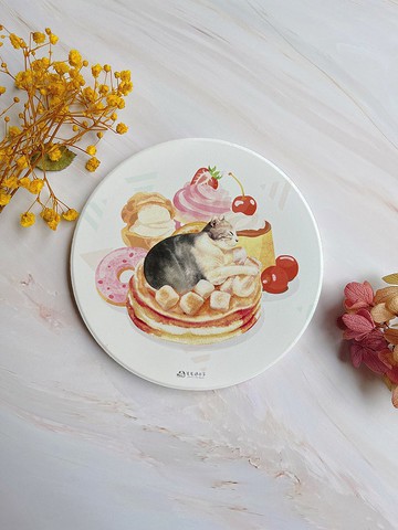 草莓喵喵-吸水杯墊/硅藻土杯墊/矽藻土