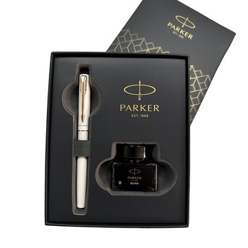PARKER 《威雅XL 月光白玫瑰金夾限定版鋼筆墨水禮盒組》【美國】法國原廠精緻墨水禮盒熱銷組合