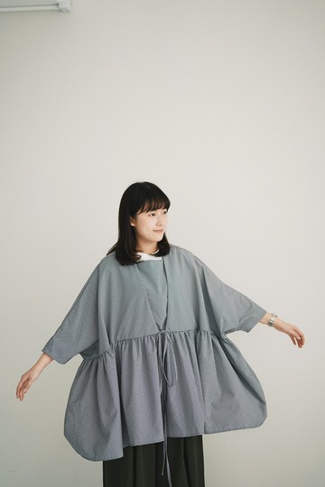 格仔兩穿綁繩top-藍格