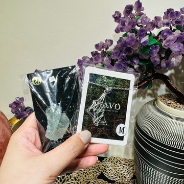 涅槃螢石+不鏽鋼M號網格鍊組合