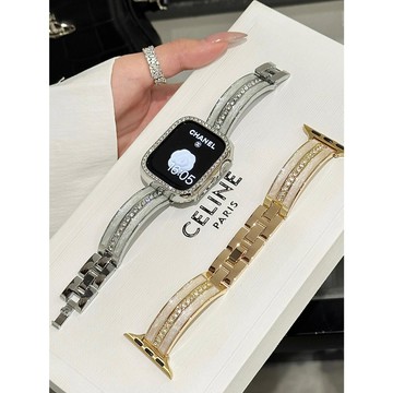 《台灣出貨》適用 APPLE WATCH 點鑽手鐲錶帶 手鐲錶帶 SE3 S11 S10 46mm 45mm 女士錶帶