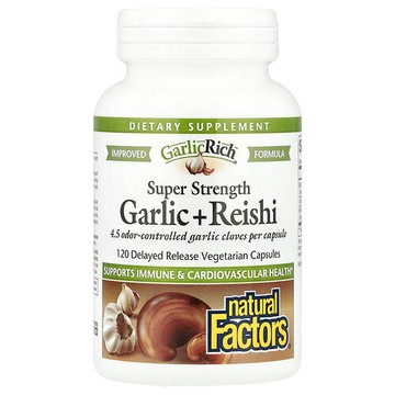 Natural Factors, GarlicRich®，特強型大蒜 + 靈芝，120 粒緩釋素食膠囊