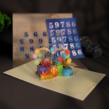 臺灣-出貨🔥【新款熱銷】3d立體紀念生日賀卡手工高顔值可折疊節日祝福手寫卡片ins中國風 HI41