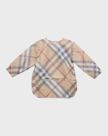 Girl's Shay Check-Print Bib, Size 6M-18M