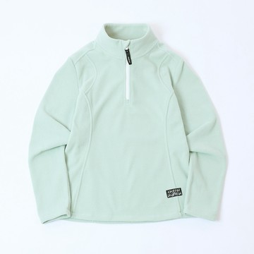 ADISI 女Super Soft抗起球半門襟保暖衣 AL2521079 海霧綠 (S-2XL)｜雙面刷毛 抗靜電  快乾 吸濕排汗