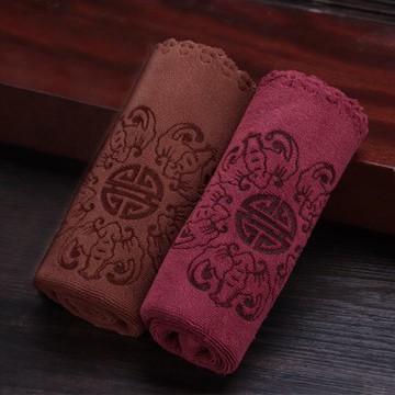 茶巾 加厚茶巾茶布吸浮水印花方形茶桌布茶盤功夫茶具配件專用毛巾抹布『XY4223』