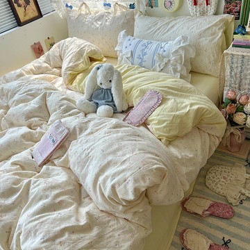 ✨精選好物✨雙層紗三件套新款被套床單宿捨床上四件套床罩床包四件組可機洗可水洗 標準雙人 加大雙人 雙人被套