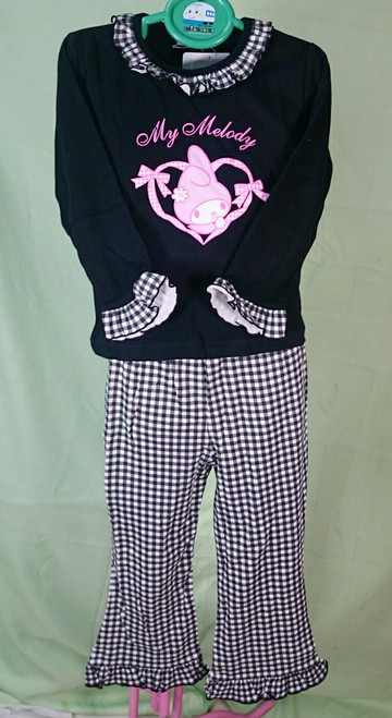 【震撼精品百貨】My Melody 美樂蒂 衣褲組 黑緞帶 愛心 震撼日式精品百貨