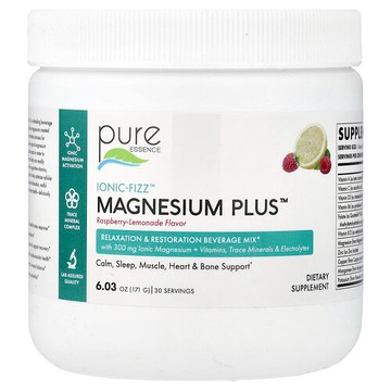 Pure Essence, lonic-Fizz™，Magnesium Plus™，樹莓檸檬水味，6.03 盎司（171 克）