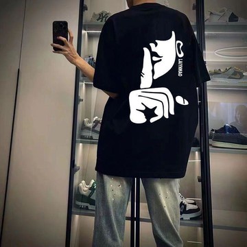 美式潮牌歐美風手勢噓聲印花短袖t恤男女鹽系chic別緻上時尚帥氣